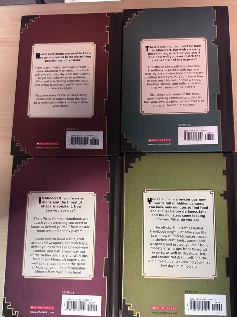 Minecraft Handbook Set of 4 Hardcover Redstone Combat Construction Essential - Picture 2 of 3